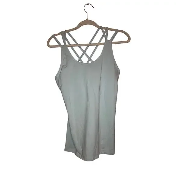 Gap Baby Blue Athletic Criss Cross Back Athletic Tank With Built In Bra Size M - Picture 1 of 5
